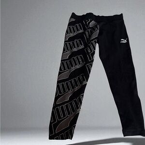 Puma Ladies Black and White Graphic Leggings